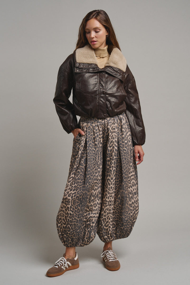 Aviator Hour Sherpa Crop Jacket in Chocolate - Women's Wholesale Jackets & Blazers | Trend Notes