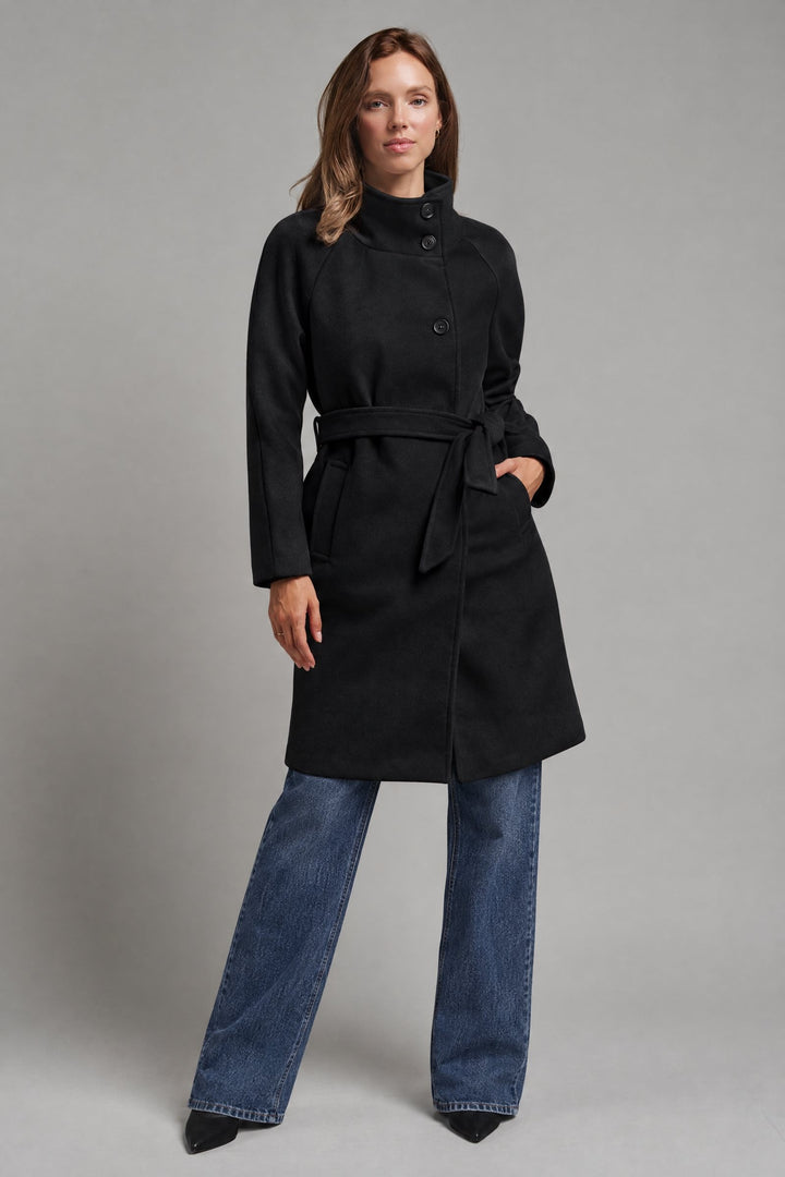 Quiet Luxe Napoleon Collar Coat in Black - Women's Wholesale Coats | Trend Notes