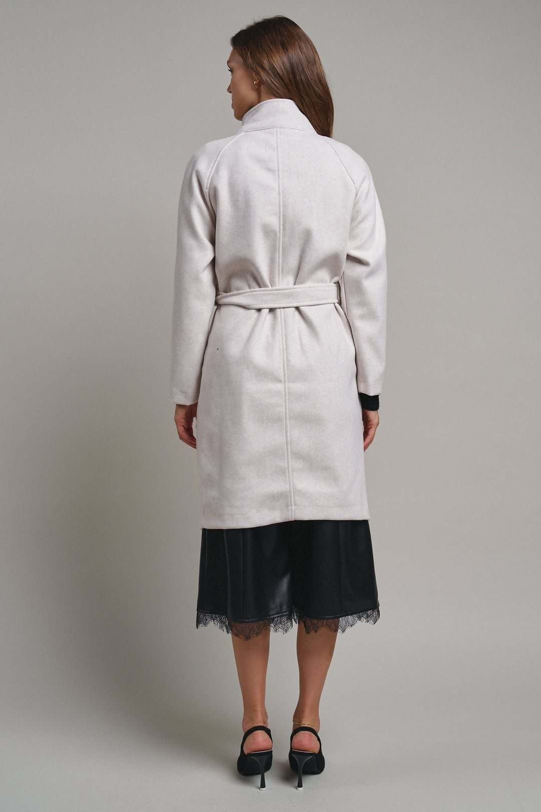 Quiet Luxe Napoleon Collar Coat in Ivory - Women's Wholesale Coats | Trend Notes