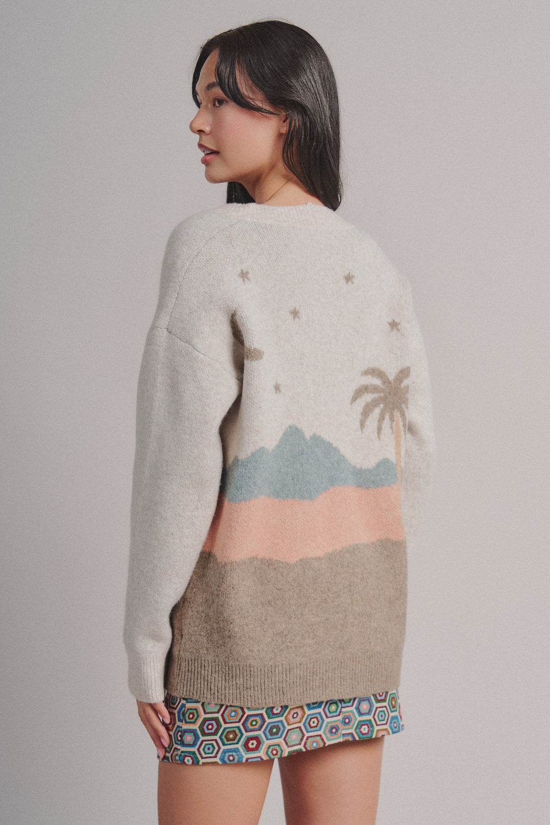 Coastal Horse Scenic Knit Cardigan in Taupe	 - Women's Wholesale Fashion | Trend Notes