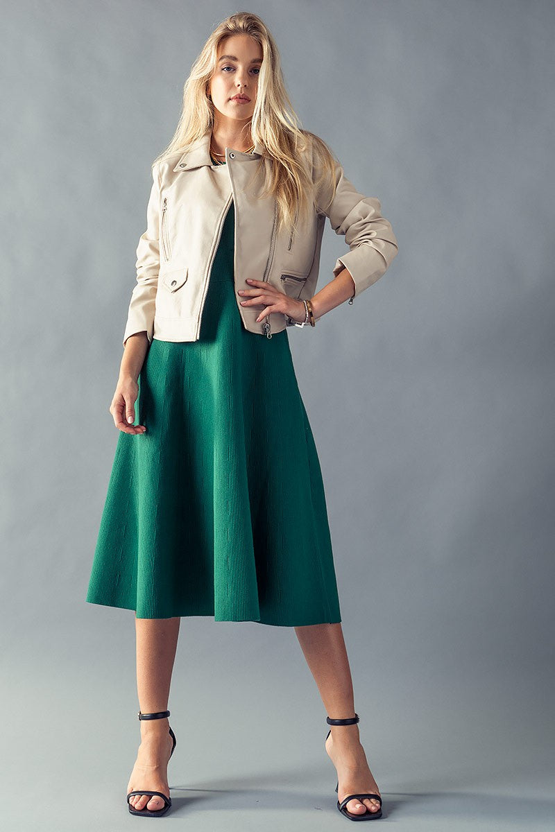 Chic Faux Leather Moto Jacket for Women in Blue - Women's Wholesale Jackets & Blazers | Trend Notes