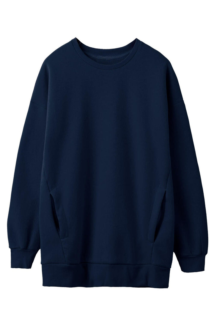 Classic Relaxed Fit Long Sleeve Tops with Pockets in Black - Women's Wholesale Sweatshirts & Hoodies | Trend Notes