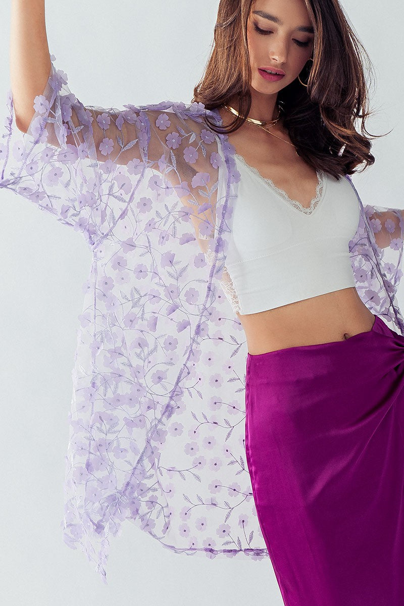 KATE HINT OF SKIN KIMONO in Lavender - Women's Wholesale Kimonos | Trend Notes