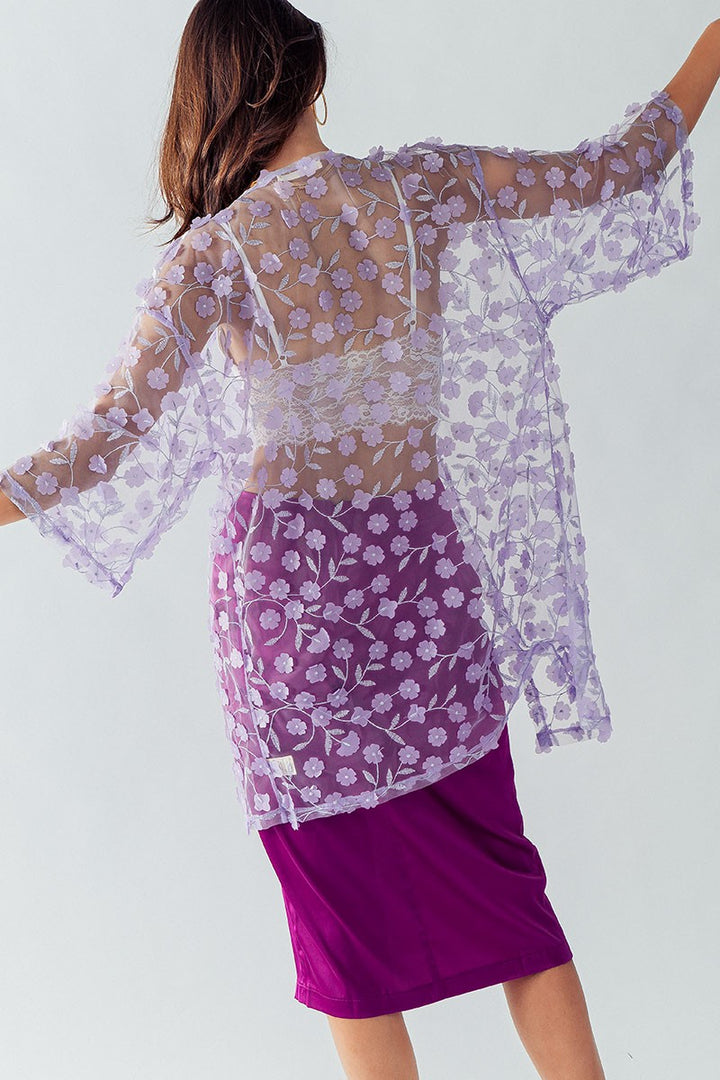 KATE HINT OF SKIN KIMONO in Lavender - Women's Wholesale Kimonos | Trend Notes