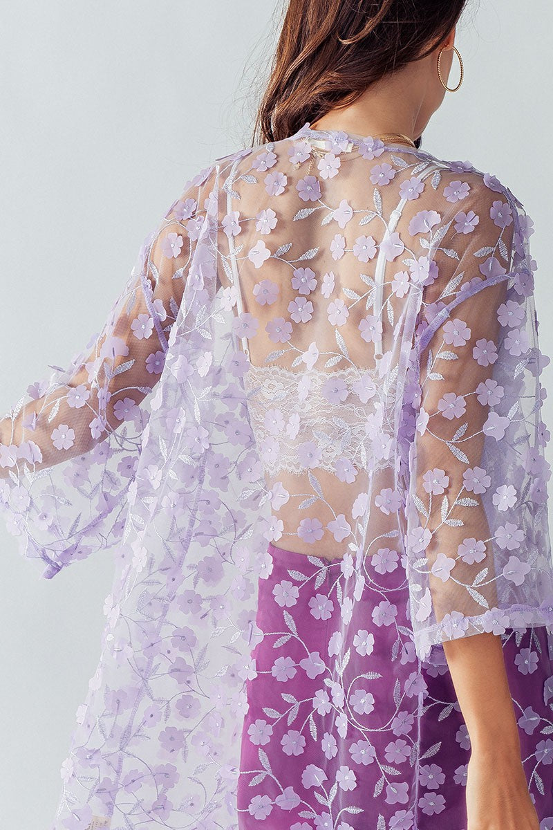 KATE HINT OF SKIN KIMONO in Lavender - Women's Wholesale Kimonos | Trend Notes
