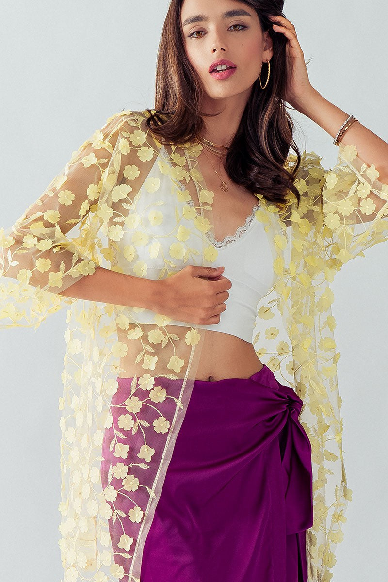 KATE HINT OF SKIN KIMONO in Yellow - Women's Wholesale Kimonos | Trend Notes