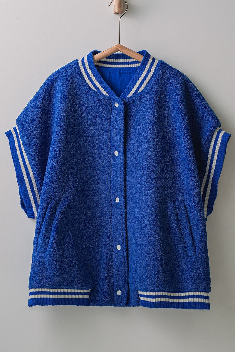 Fuzzy Varsity Vest in Blue - Women's Wholesale Vests | Trend Notes