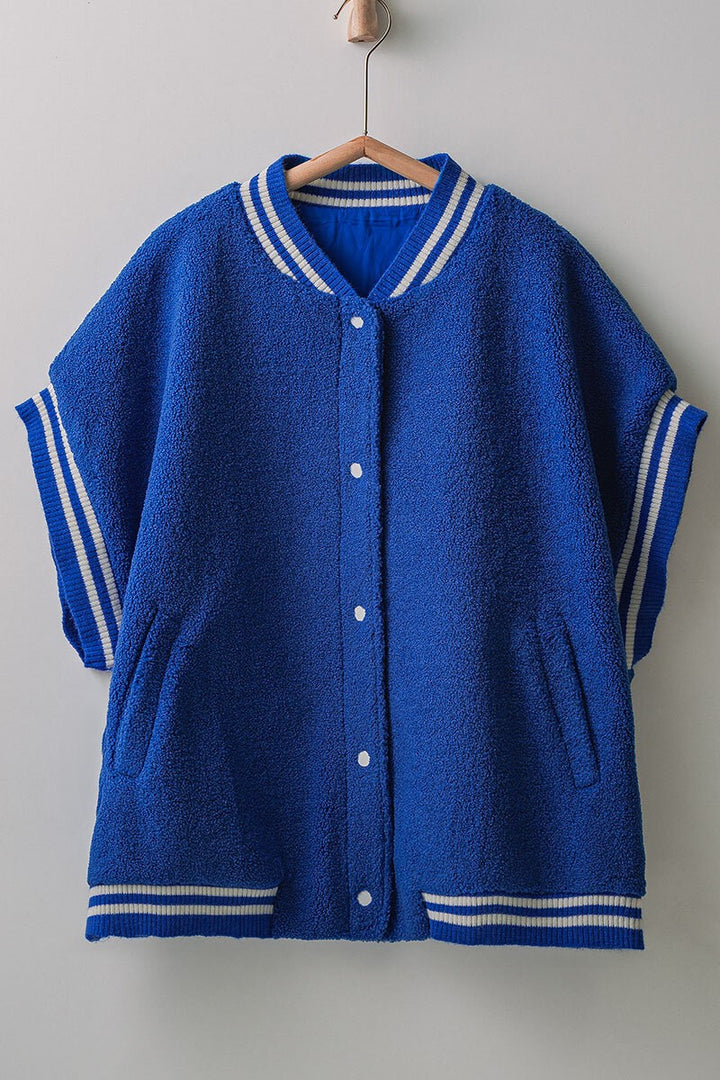 Fuzzy Varsity Vest in Blue - Women's Wholesale Vests | Trend Notes