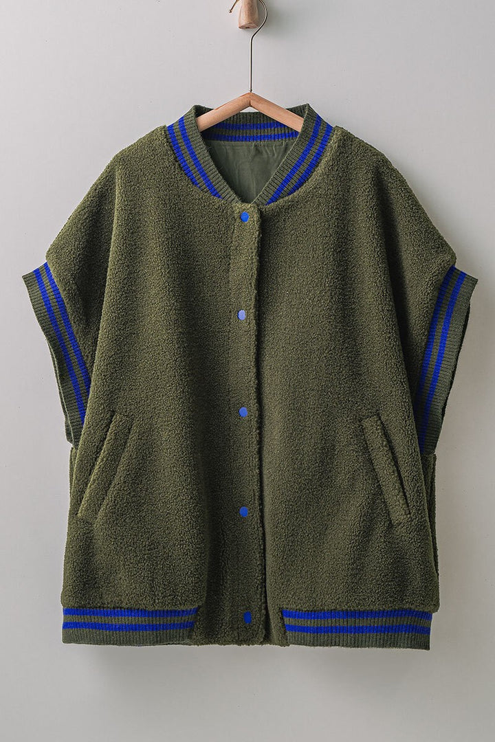 Fuzzy Varsity Vest in Olive - Women's Wholesale Vests | Trend Notes