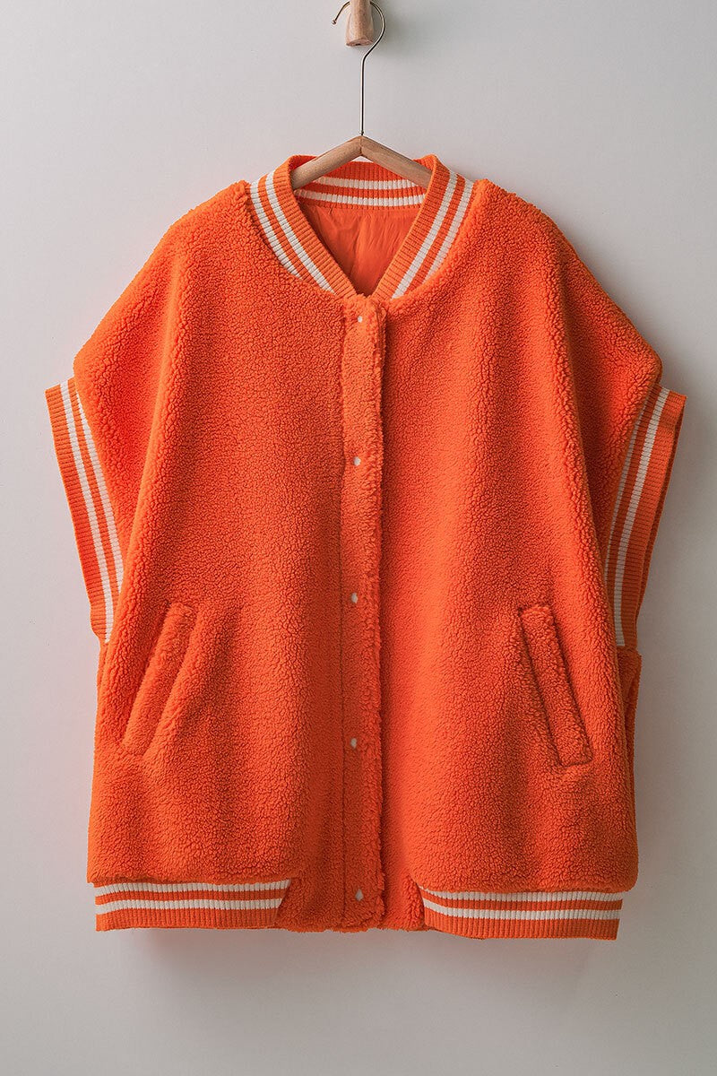 Fuzzy Varsity Vest in Orange - Women's Wholesale Vests | Trend Notes