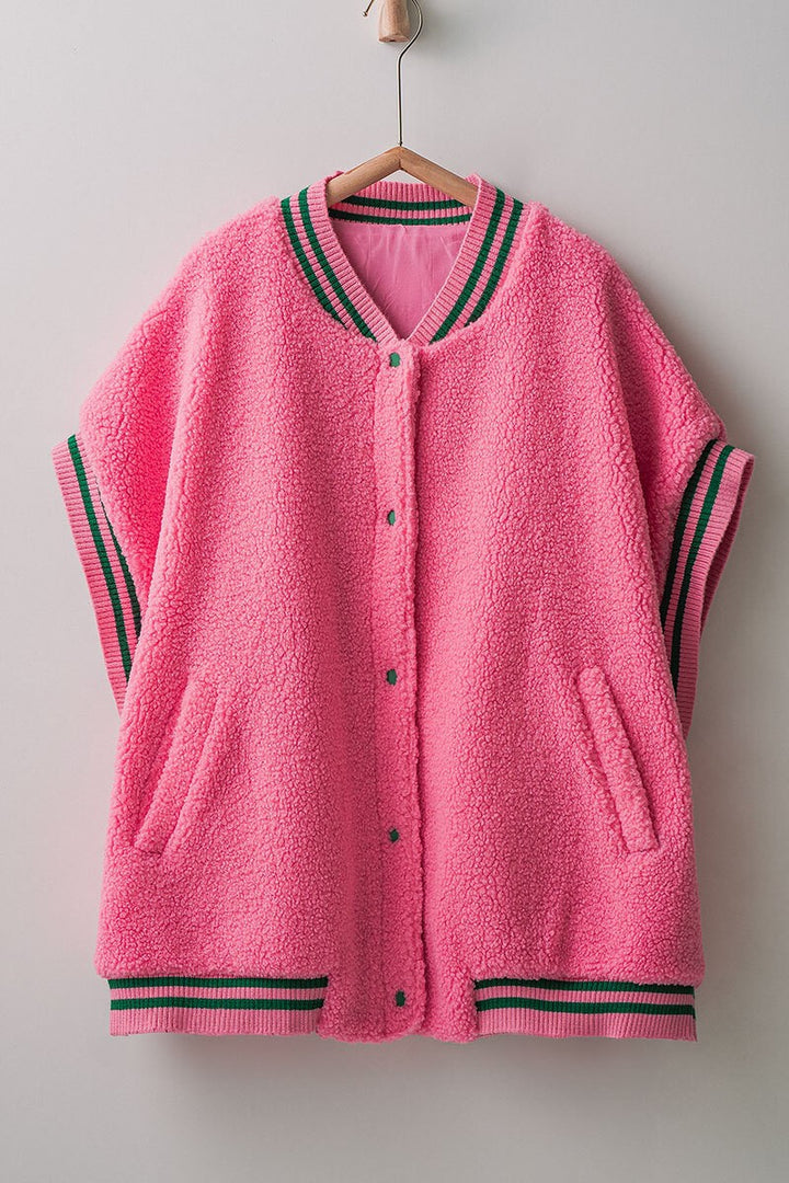 Fuzzy Varsity Vest in Pink - Women's Wholesale Vests | Trend Notes