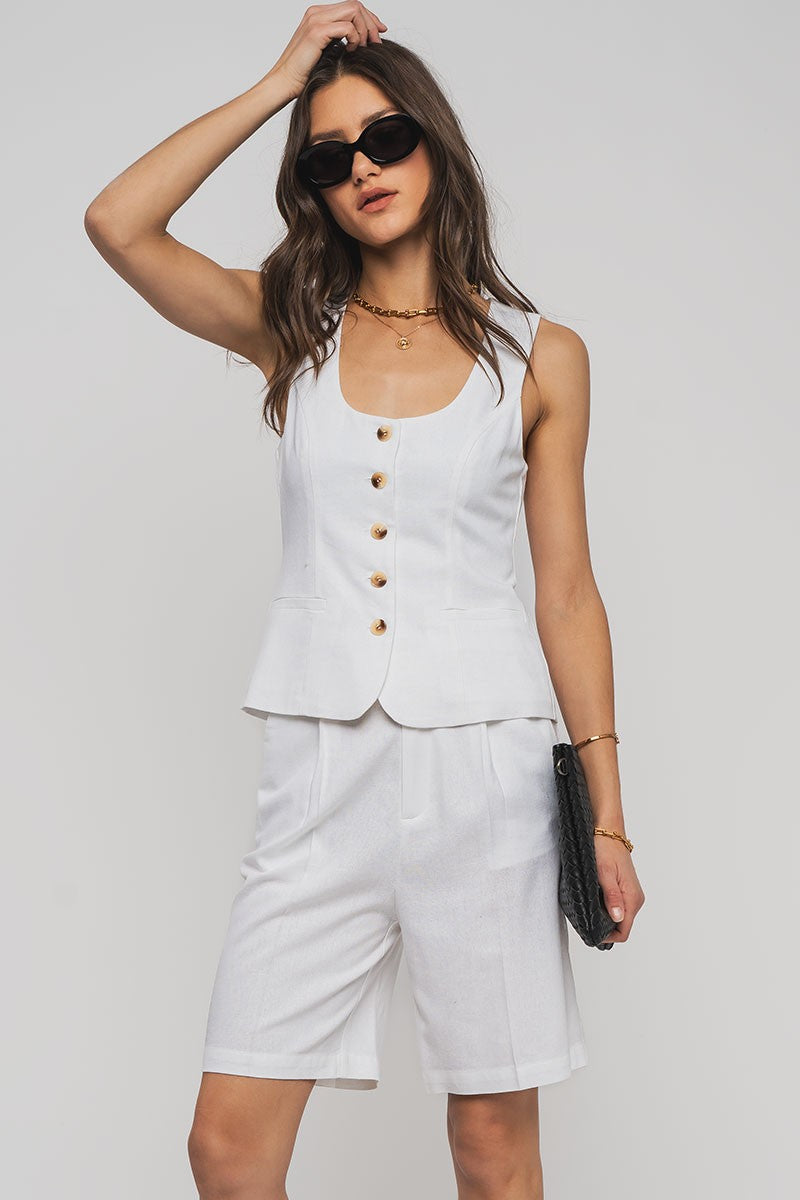 Classy Not Sassy Vest in White - Women's Wholesale Vests | Trend Notes