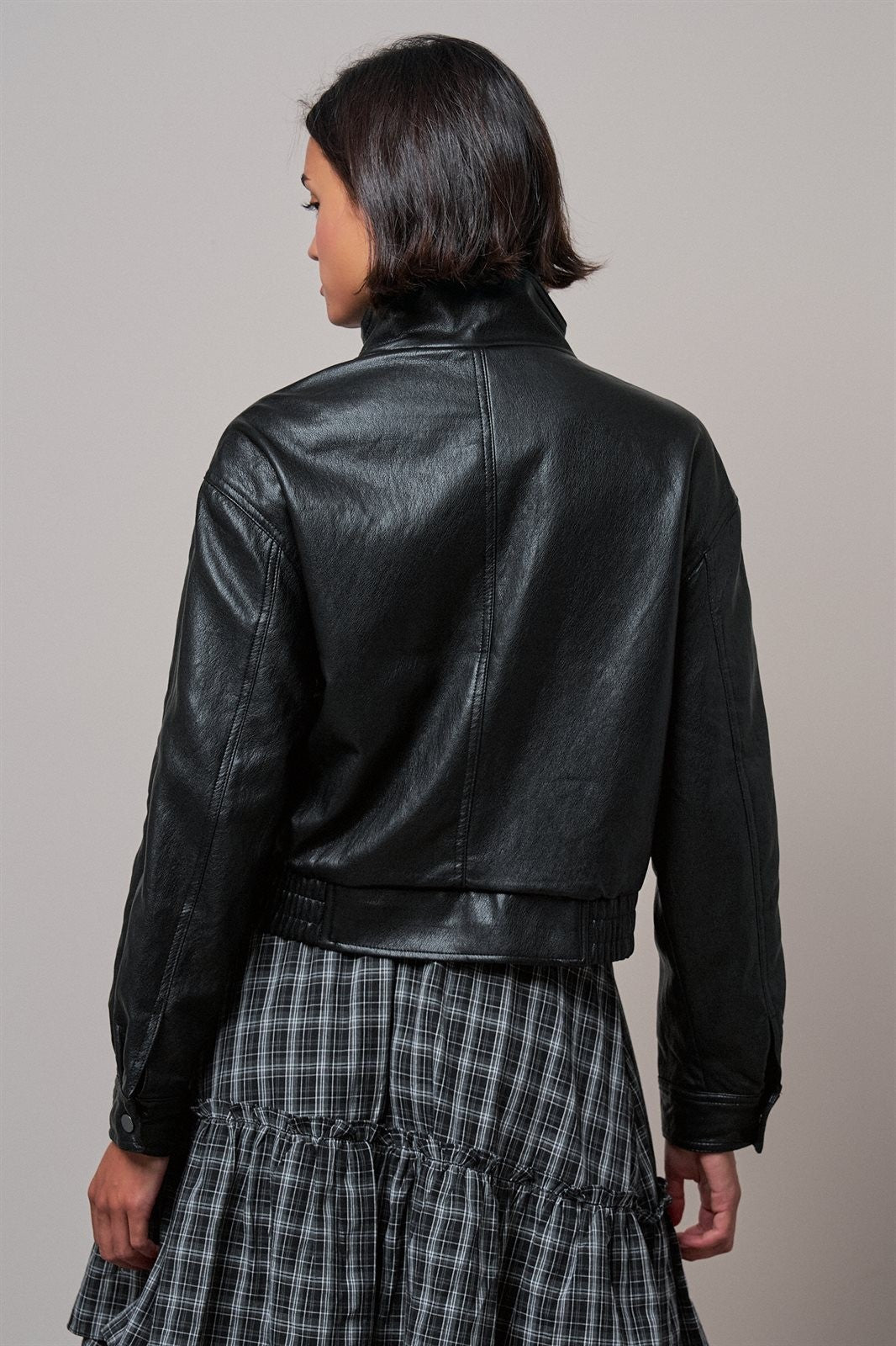 Fast Lane Faux Leather Bomber in Black - Women's Wholesale Jackets & Blazers | Trend Notes