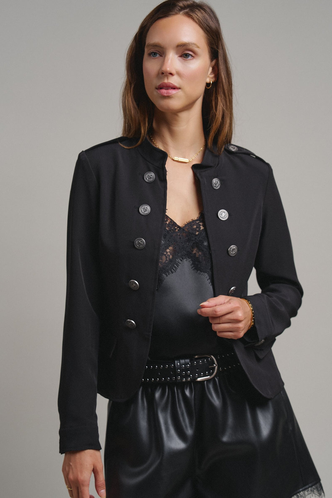 Cadet Charm Napoleon Jacket in Black - Women's Wholesale Jackets & Blazers | Trend Notes