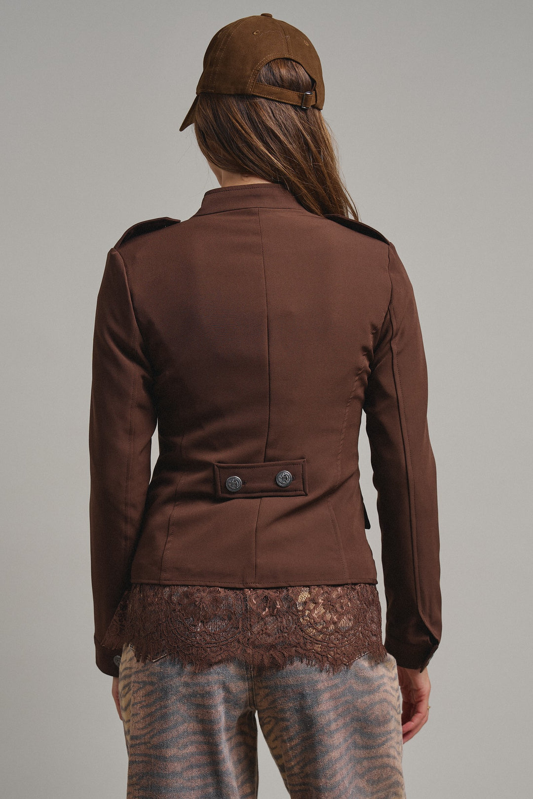 Cadet Charm Napoleon Jacket in Chocolate - Women's Wholesale Jackets & Blazers | Trend Notes