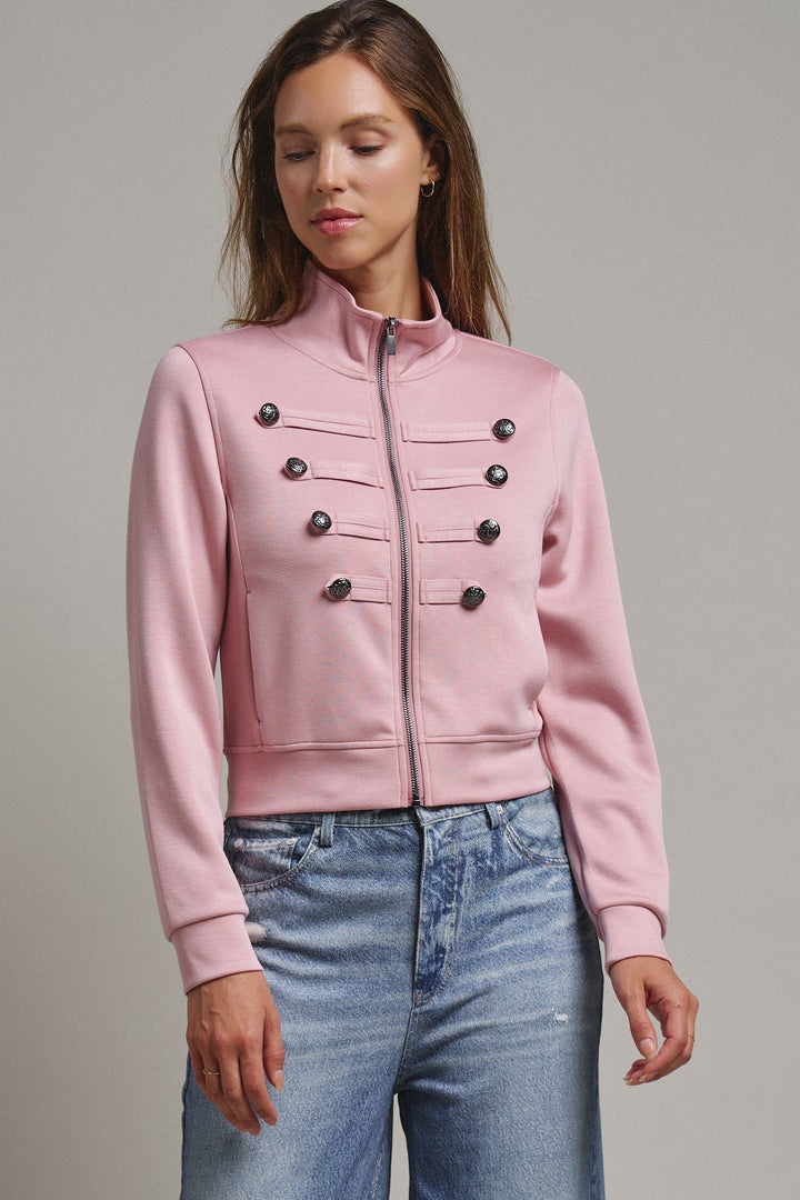 Cadet Charm Napoleon Zip Jacket in Dk H Grey - Women's Wholesale Jackets & Blazers | Trend Notes