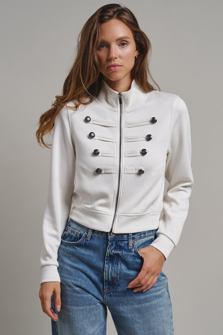 Cadet Charm Napoleon Zip Jacket in Milk - Women's Wholesale Jackets & Blazers | Trend Notes