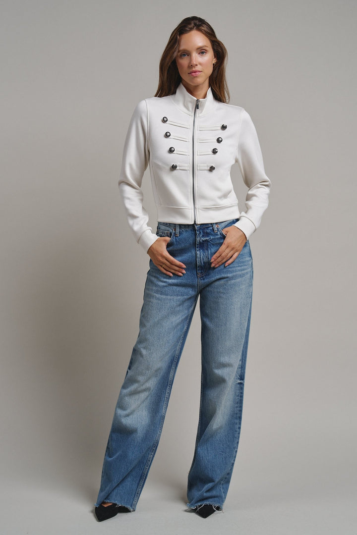 Cadet Charm Napoleon Zip Jacket in Milk - Women's Wholesale Jackets & Blazers | Trend Notes