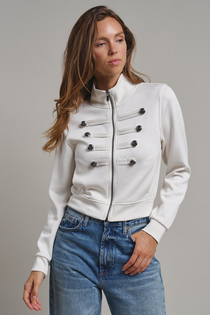 Cadet Charm Napoleon Zip Jacket in Milk - Women's Wholesale Jackets & Blazers | Trend Notes