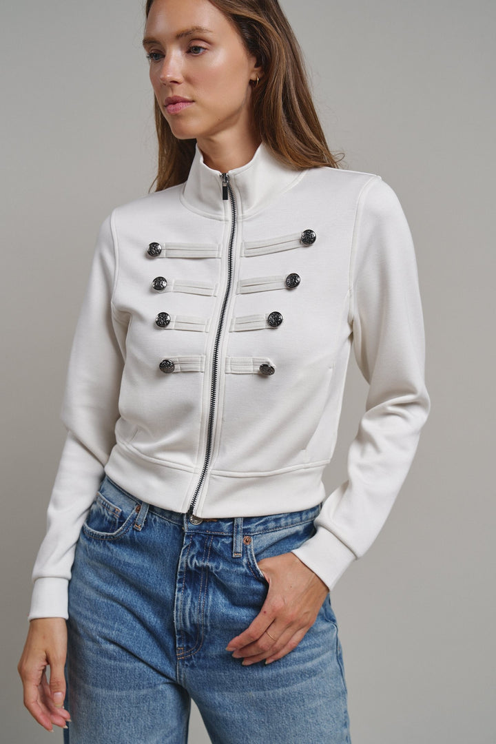 Cadet Charm Napoleon Zip Jacket in Milk - Women's Wholesale Jackets & Blazers | Trend Notes
