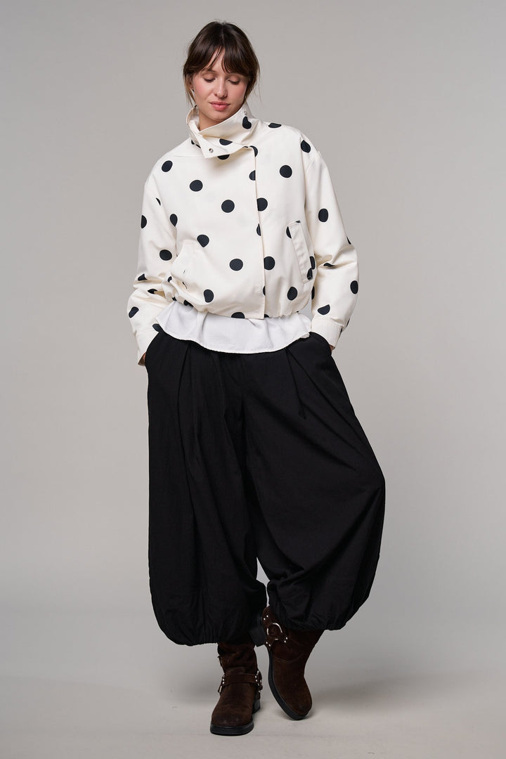 Spot On Polka Dot Bomber Jacket in White - Women's Wholesale Jackets & Blazers | Trend Notes