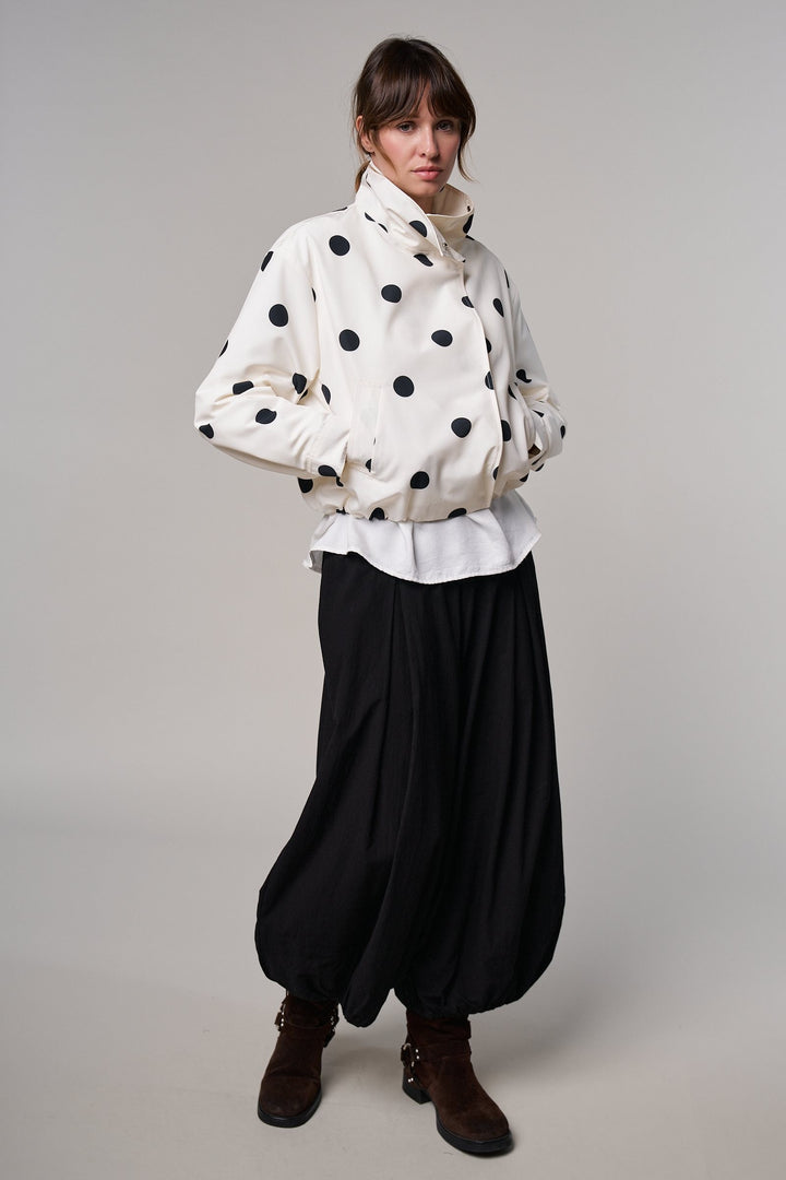 Spot On Polka Dot Bomber Jacket in White - Women's Wholesale Jackets & Blazers | Trend Notes