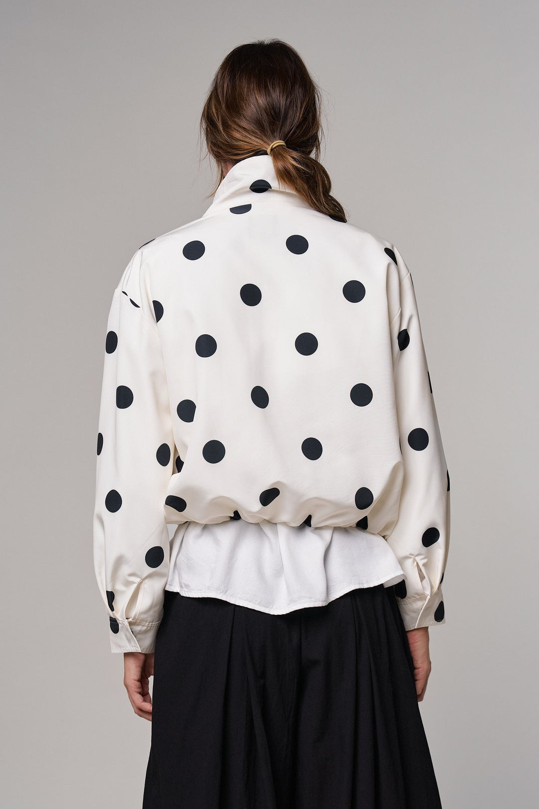Spot On Polka Dot Bomber Jacket in White - Women's Wholesale Jackets & Blazers | Trend Notes