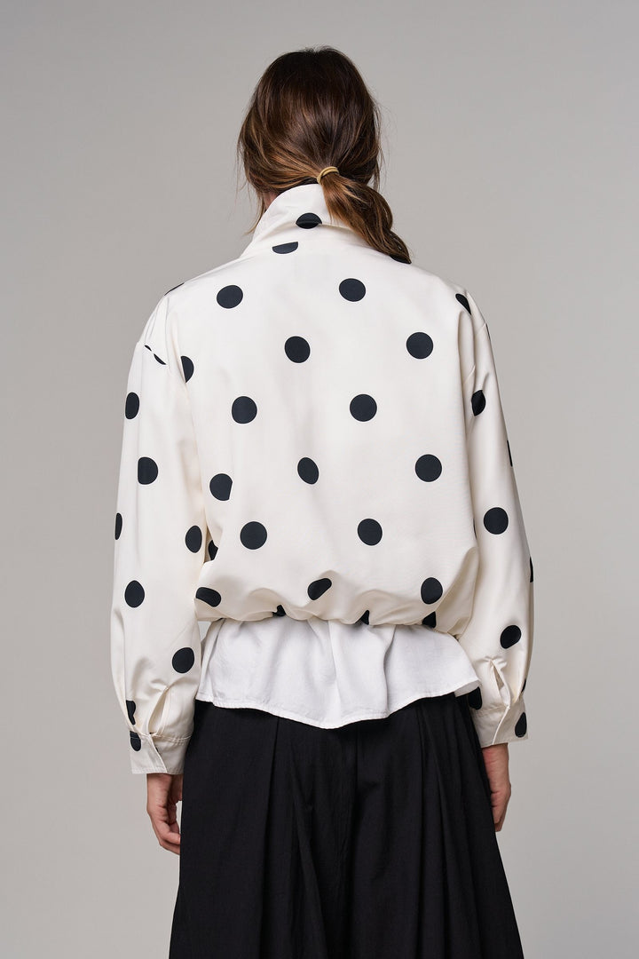 Spot On Polka Dot Bomber Jacket in White - Women's Wholesale Jackets & Blazers | Trend Notes