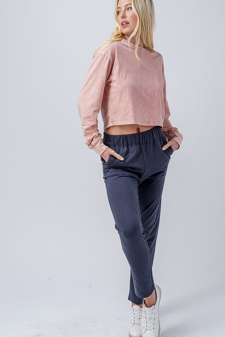 Relaxed Fit Lounge Pants in Navy - Women's Wholesale Casual Pants | Trend Notes