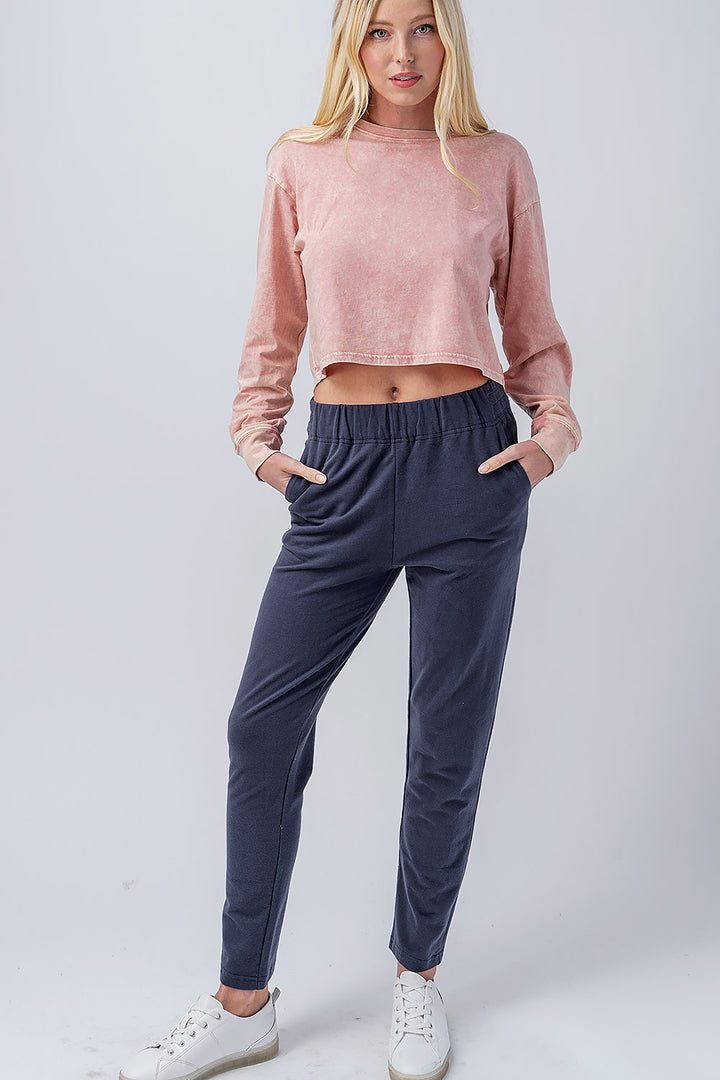 Relaxed Fit Lounge Pants in Navy - Women's Wholesale Casual Pants | Trend Notes