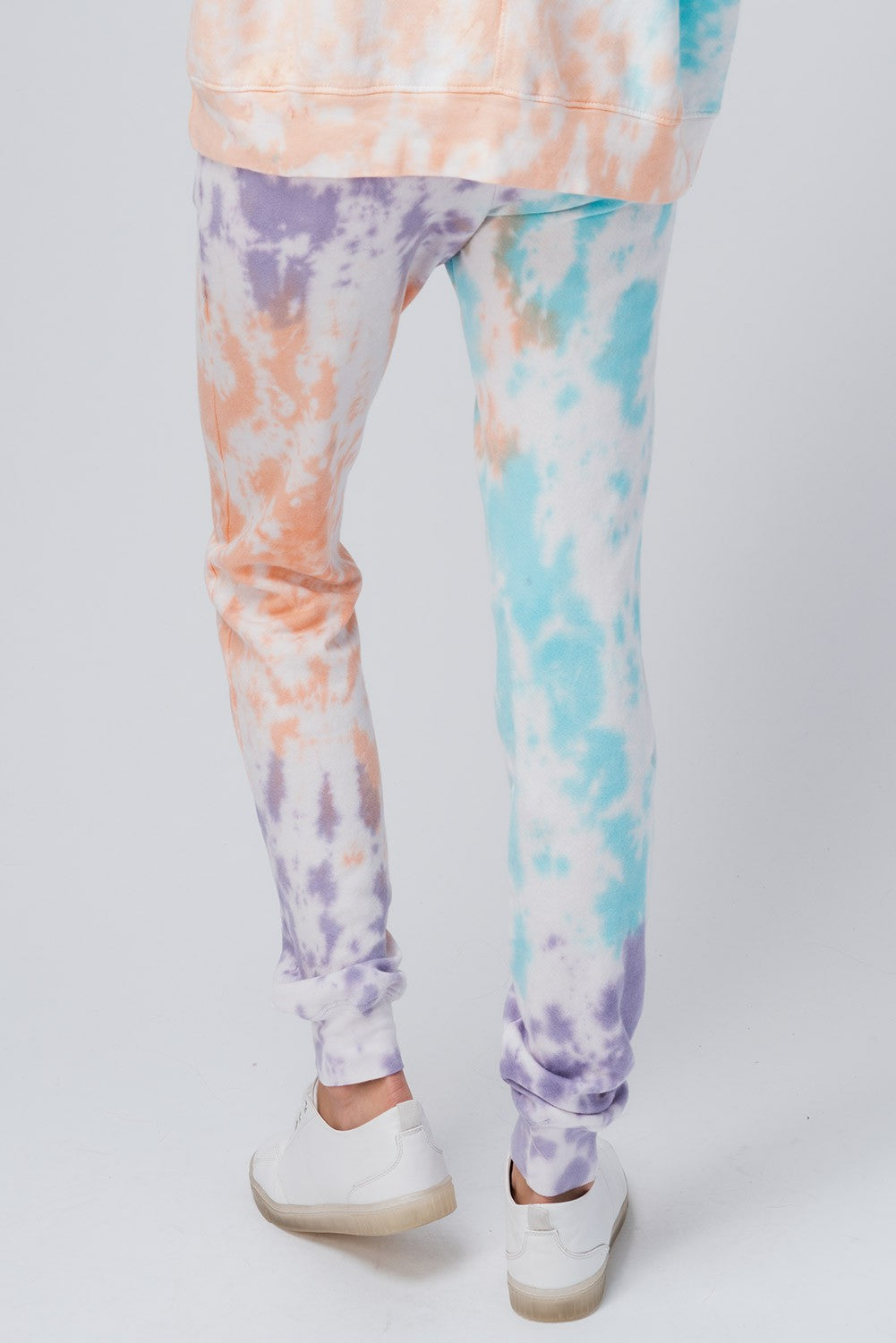 Vibrant Tie-Dye Jogger Pants with Drawstring Waist in Blue Lavender - Women's Wholesale Casual Pants | Trend Notes