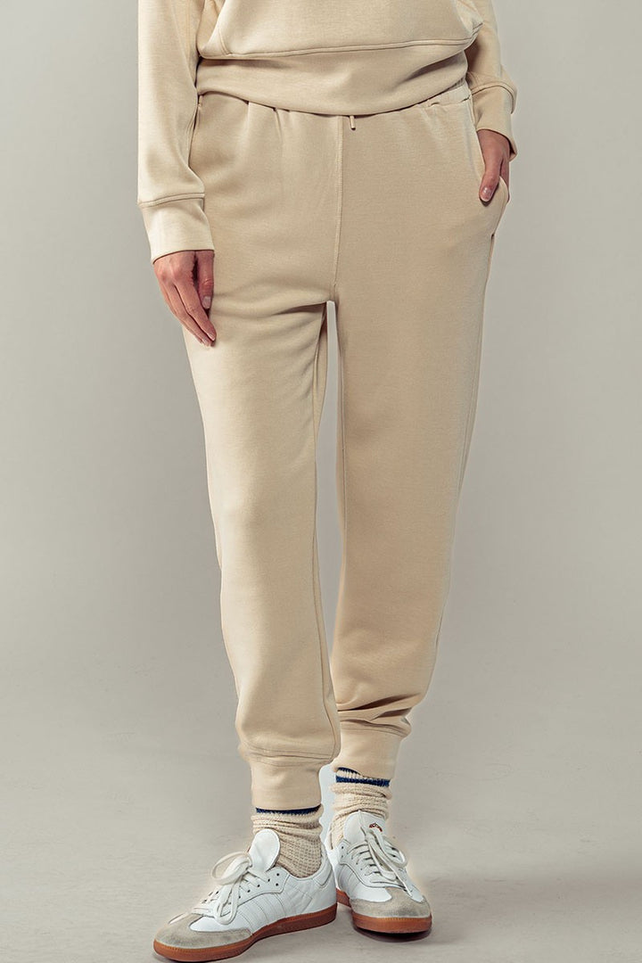 Essential Everyday Jogger Pants with Elastic Waist in Natural - Women's Wholesale Sweatpants & Joggers | Trend Notes