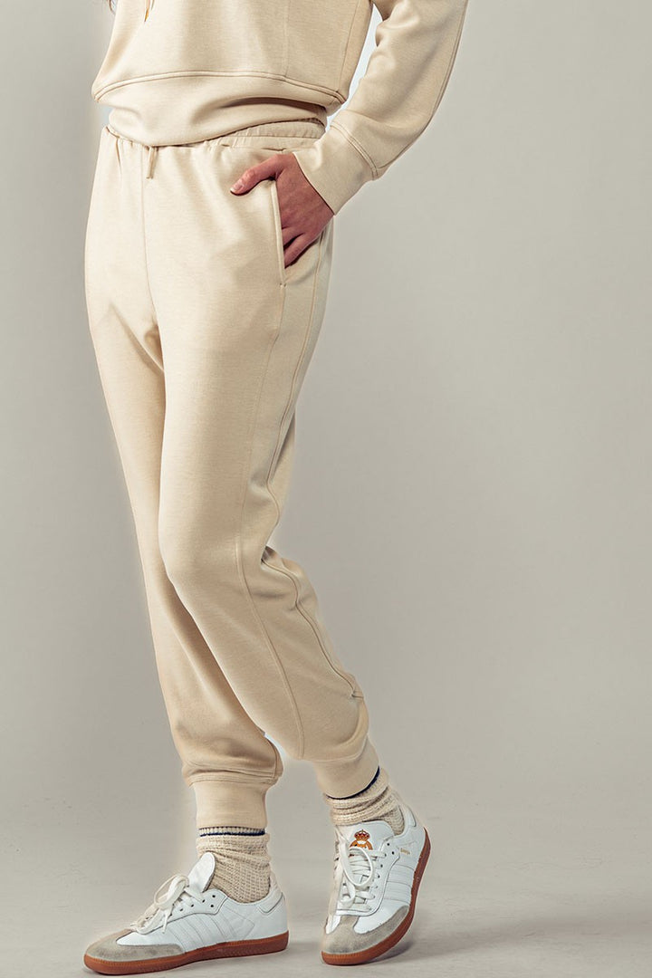 Essential Everyday Jogger Pants with Elastic Waist in Natural - Women's Wholesale Sweatpants & Joggers | Trend Notes