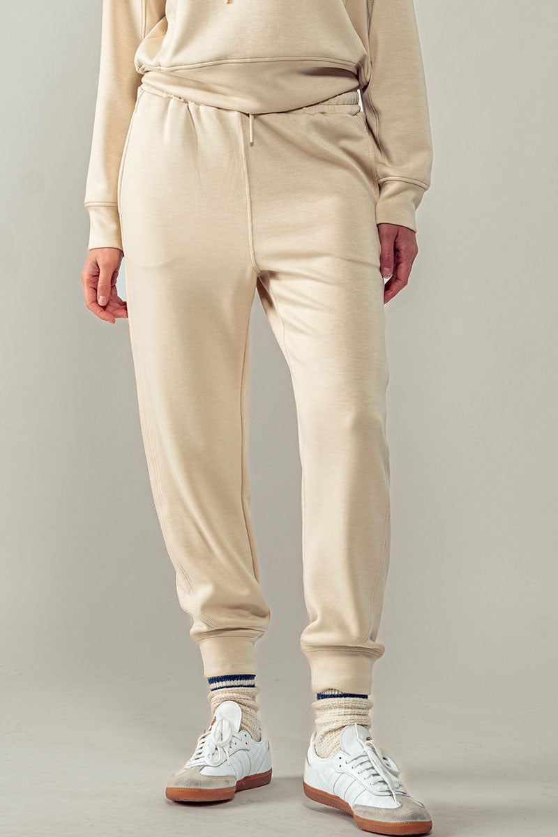 Essential Everyday Jogger Pants with Elastic Waist in Natural - Women's Wholesale Sweatpants & Joggers | Trend Notes