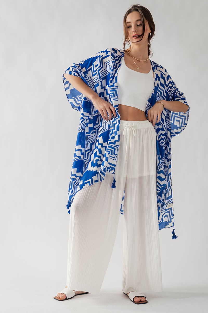 Pleated Wide-Leg Drawstring Waist Pants in Ivory - Women's Wholesale Casual Pants | Trend Notes