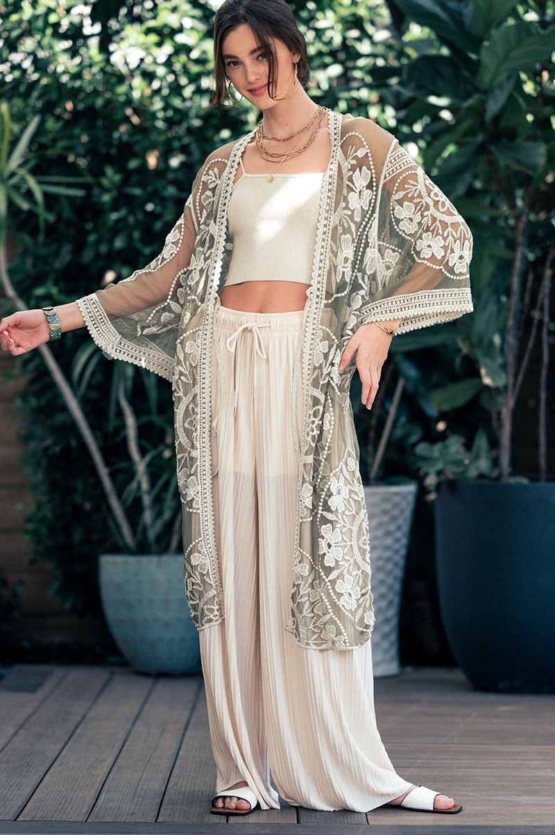 Pleated Wide-Leg Drawstring Waist Pants in Taupe - Women's Wholesale Casual Pants | Trend Notes