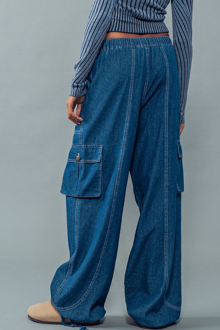 MAISIE ELASTIC DRAWSTRING PANTS in Indigo - Women's Wholesale Casual Pants | Trend Notes