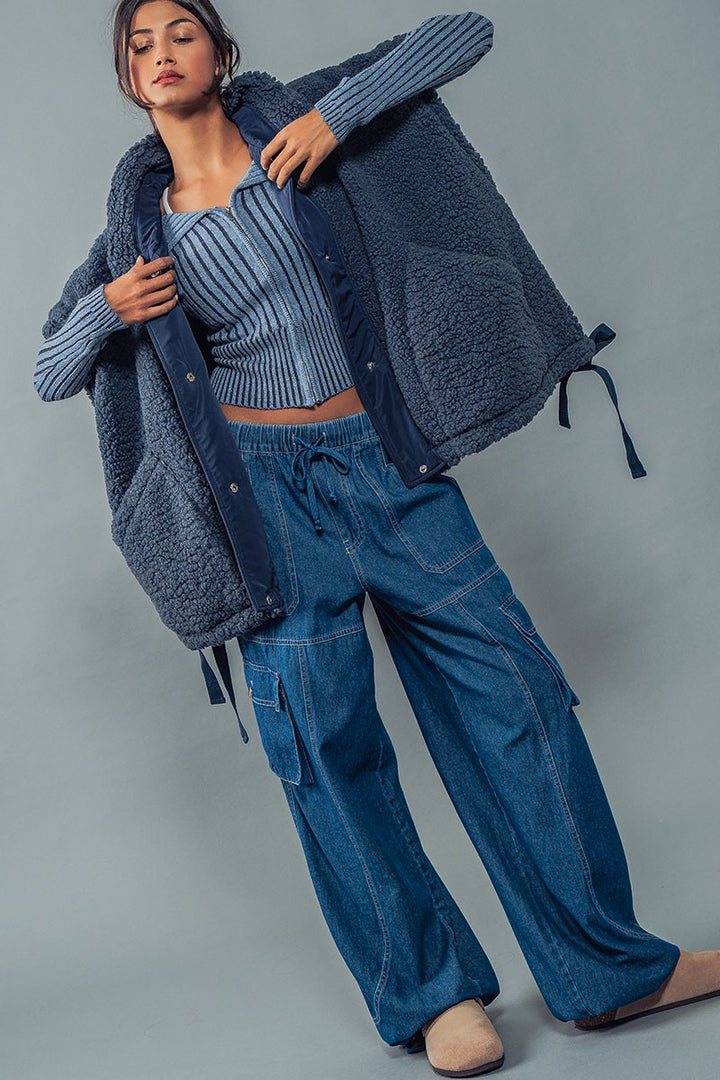 MAISIE ELASTIC DRAWSTRING PANTS in Indigo - Women's Wholesale Casual Pants | Trend Notes