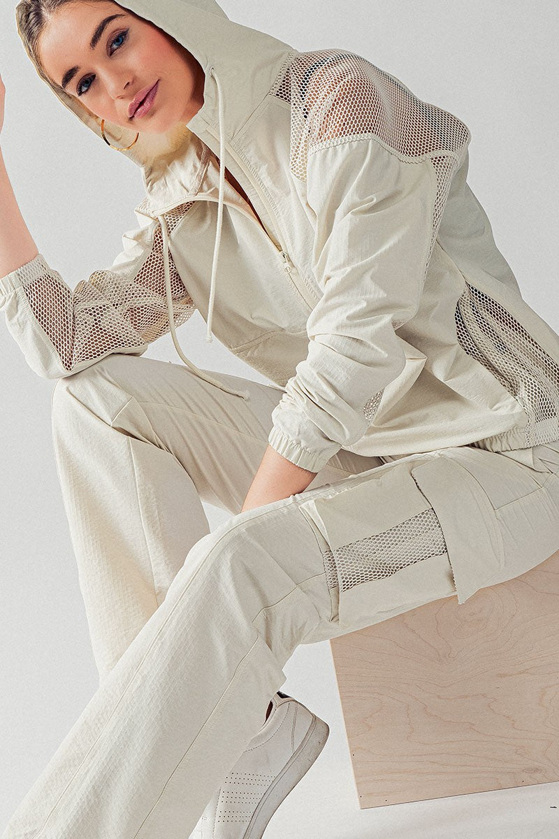 High Waist Utility Cargo Pants w/Adjustable Waist in Natural - Women's Wholesale Casual Pants | Trend Notes