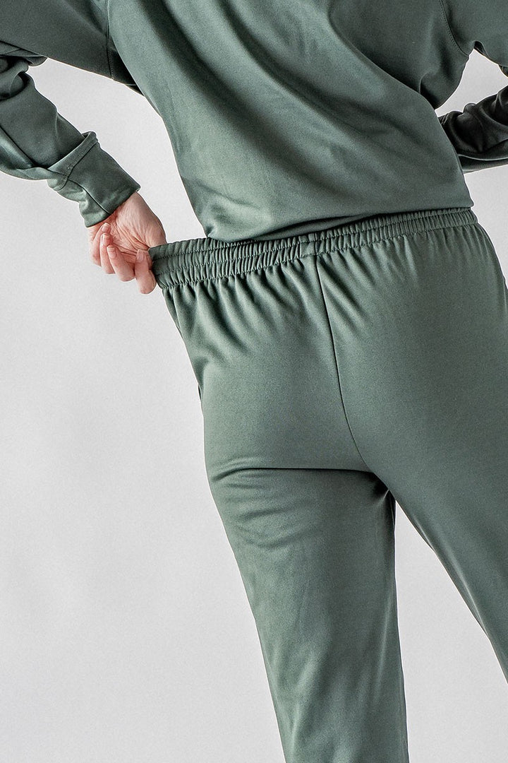 Relaxed Fit Elastic Waist Straight Leg Pants in Deep Forest - Women's Wholesale Casual Pants | Trend Notes