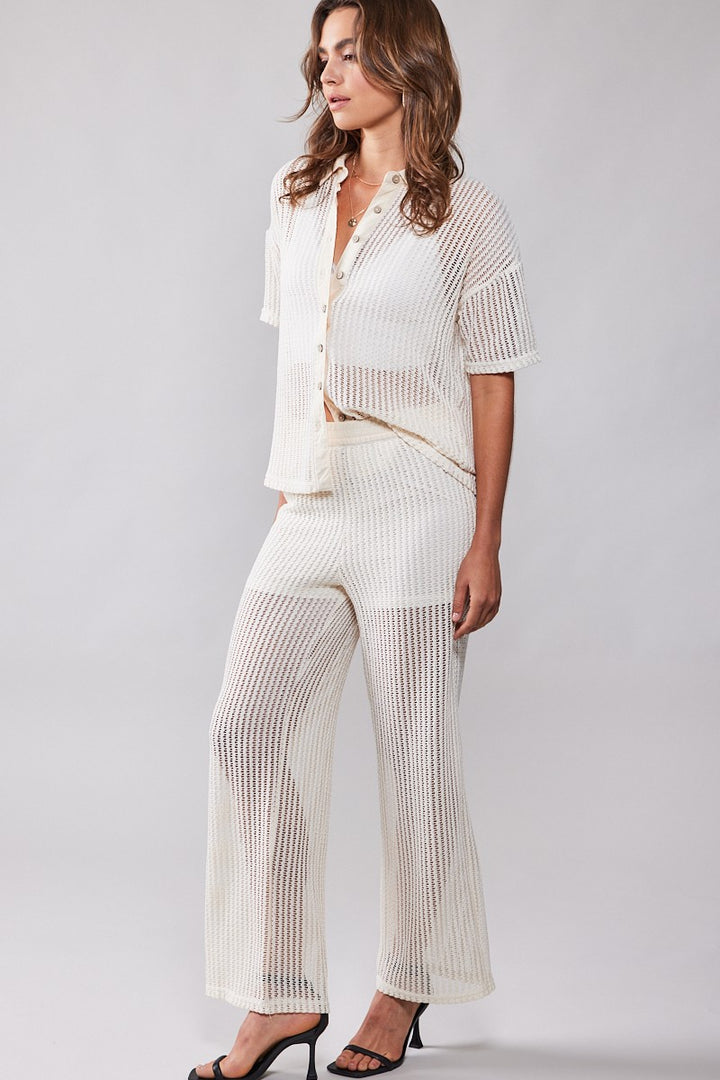 Crochet Wide Leg Pants in Natural - Women's Wholesale Casual Pants | Trend Notes