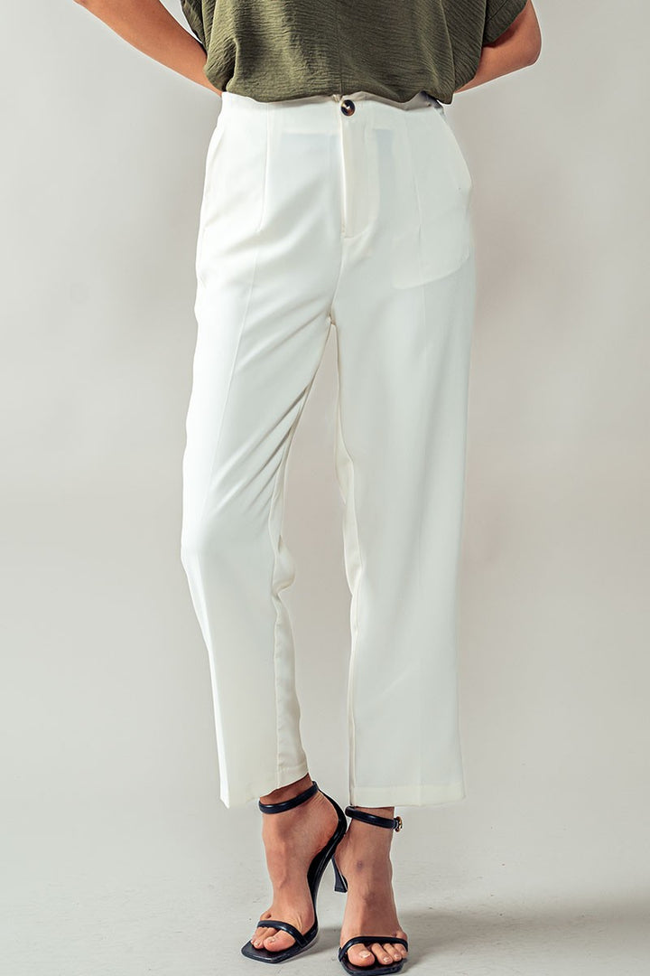 Pleated Excellence Trousers in Ivory - Women's Wholesale Casual Pants | Trend Notes