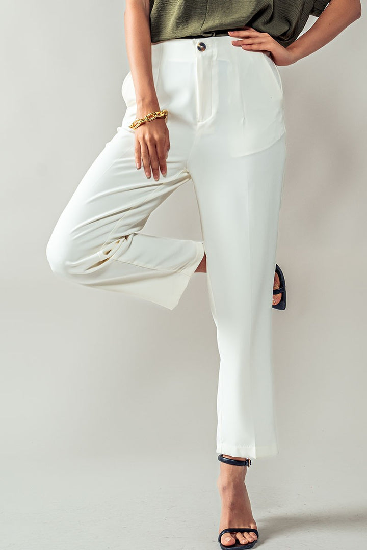 Pleated Excellence Trousers in Ivory - Women's Wholesale Casual Pants | Trend Notes