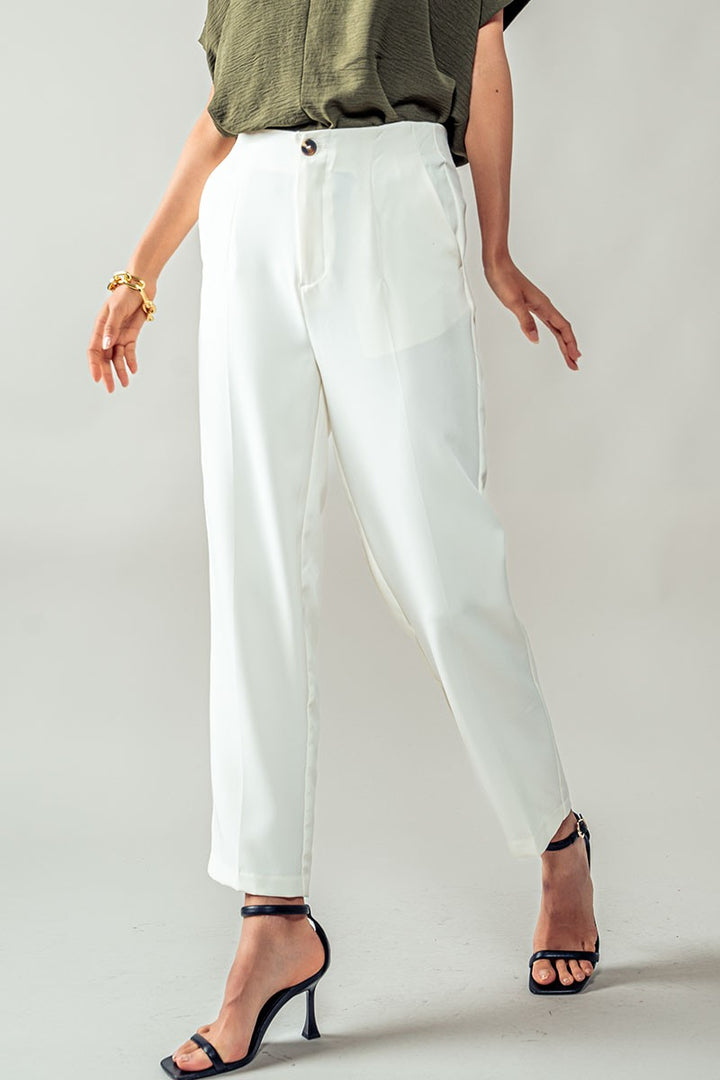 Pleated Excellence Trousers in Ivory - Women's Wholesale Casual Pants | Trend Notes