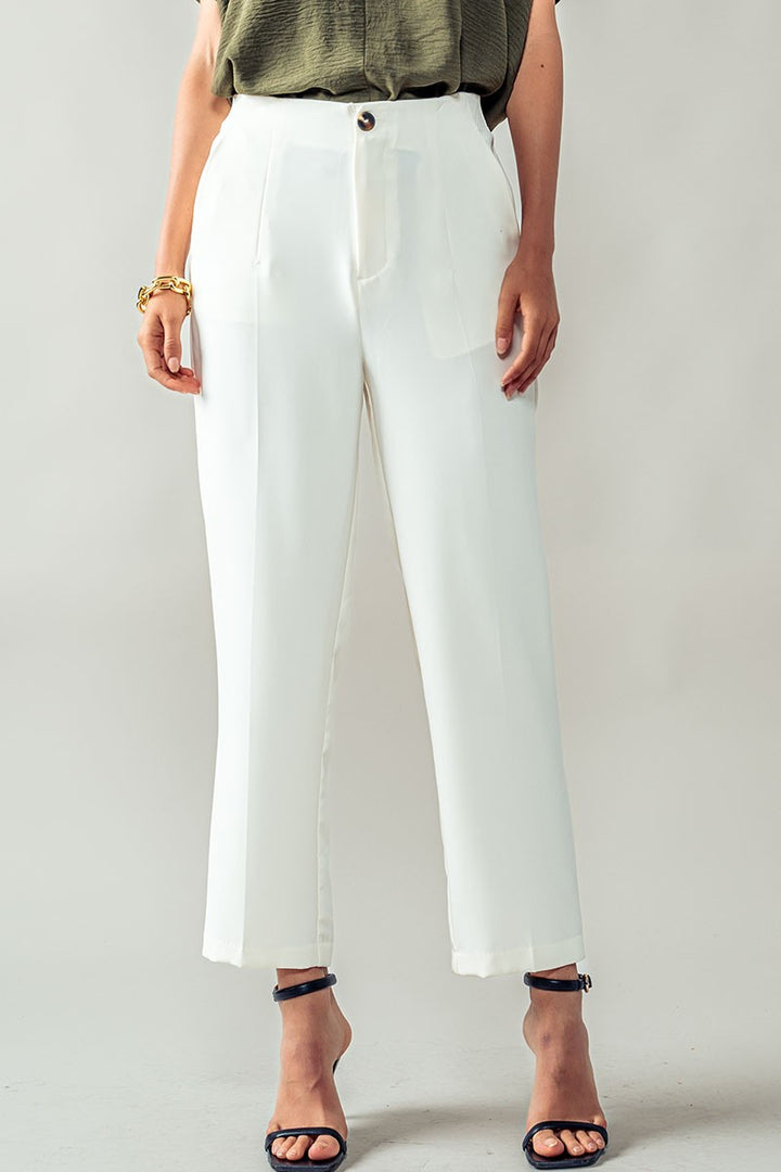 Pleated Excellence Trousers in Ivory - Women's Wholesale Casual Pants | Trend Notes