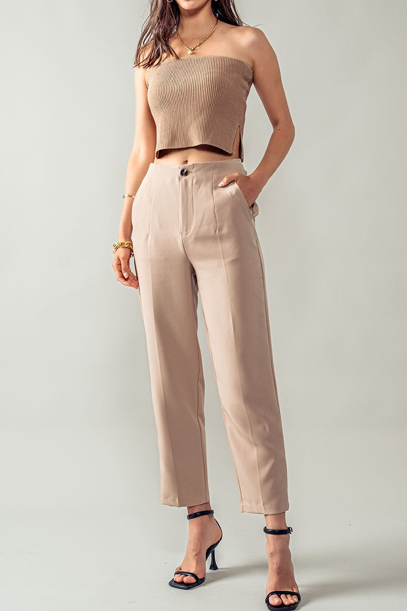 Pleated Excellence Trousers in Khaki - Women's Wholesale Casual Pants | Trend Notes