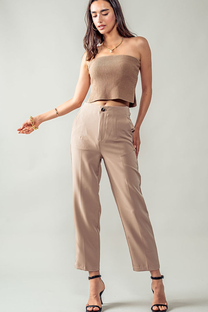 Pleated Excellence Trousers in Khaki - Women's Wholesale Casual Pants | Trend Notes