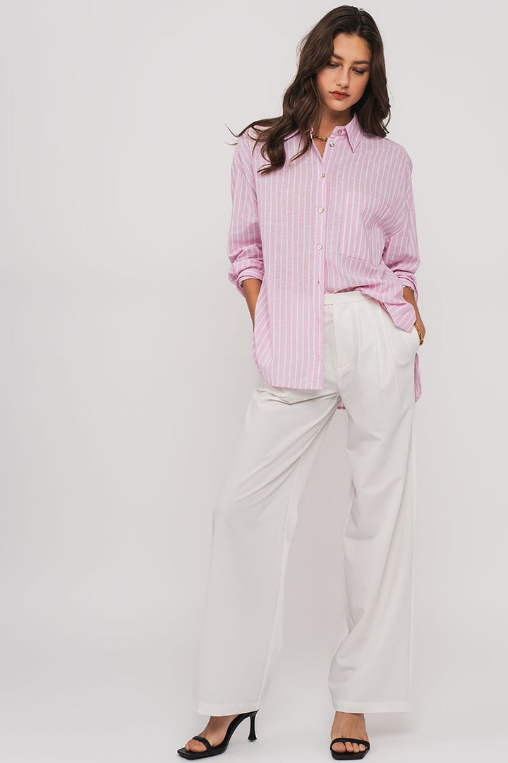Front Pleated Trousers in White - Women's Wholesale Dress Pants | Trend Notes