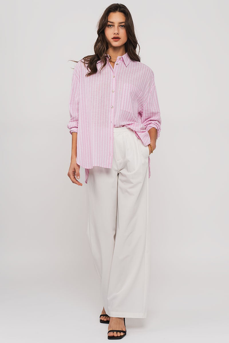 Front Pleated Trousers in White - Women's Wholesale Dress Pants | Trend Notes