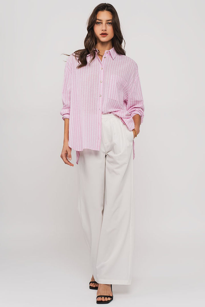 Front Pleated Trousers in White - Women's Wholesale Dress Pants | Trend Notes